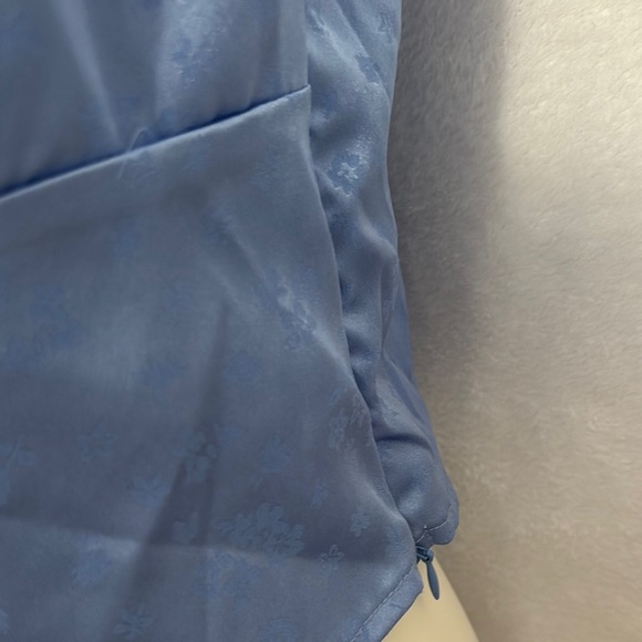 Blue Satin Floral Crop Top with Tie Front – Y2K‎ Cottagecore Aesthetic - Picture 3 of 5